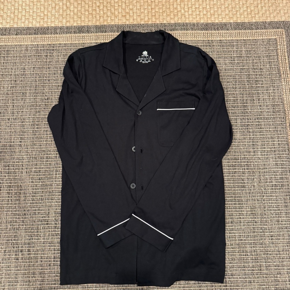 David Archy Men's Black Pajama Set with White Trim